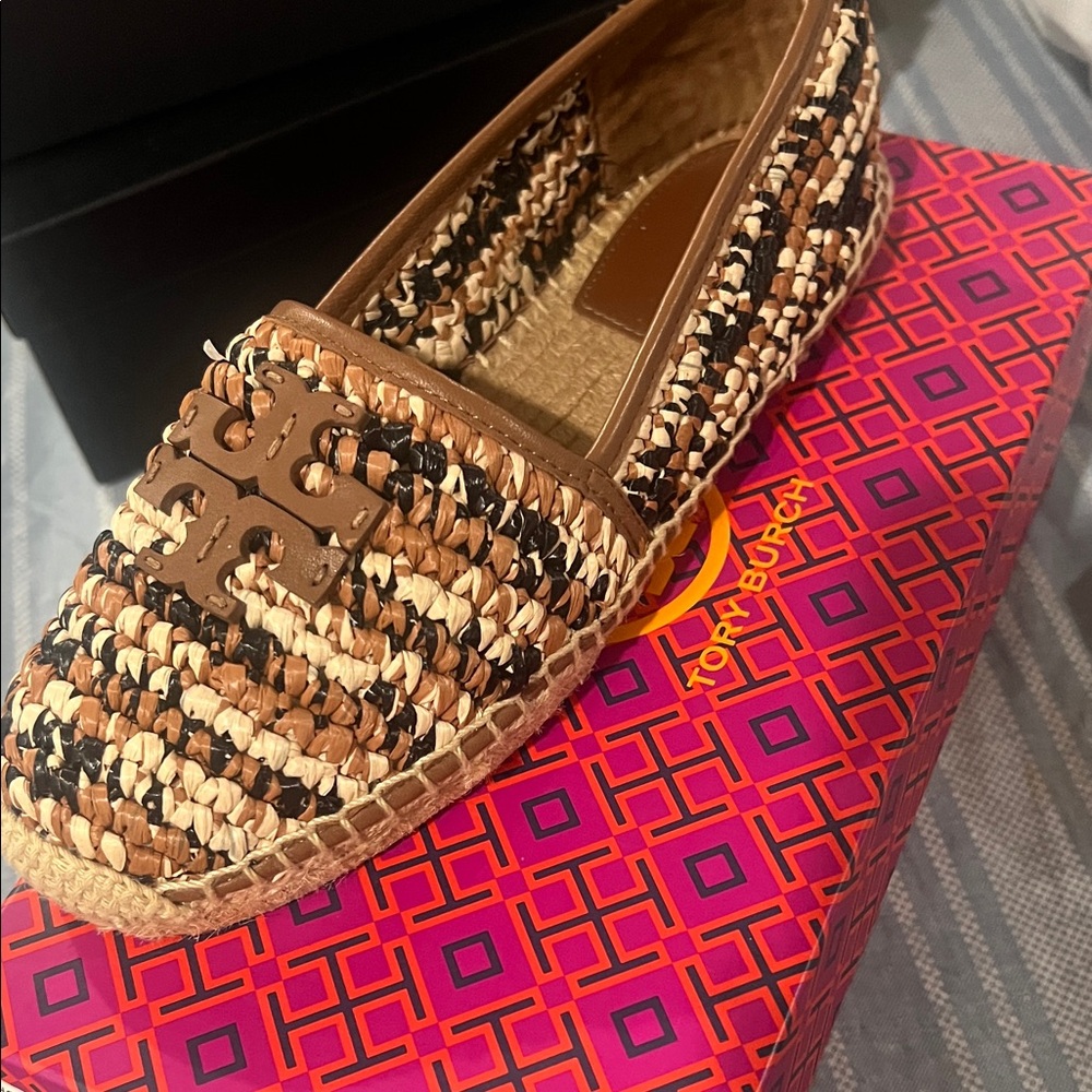 Tory Burch Black and Tan Espadrilles